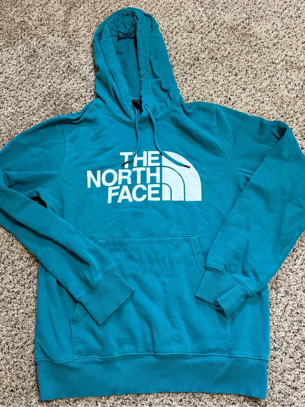 The North Face Teal Pullover Hoodie with White Logo